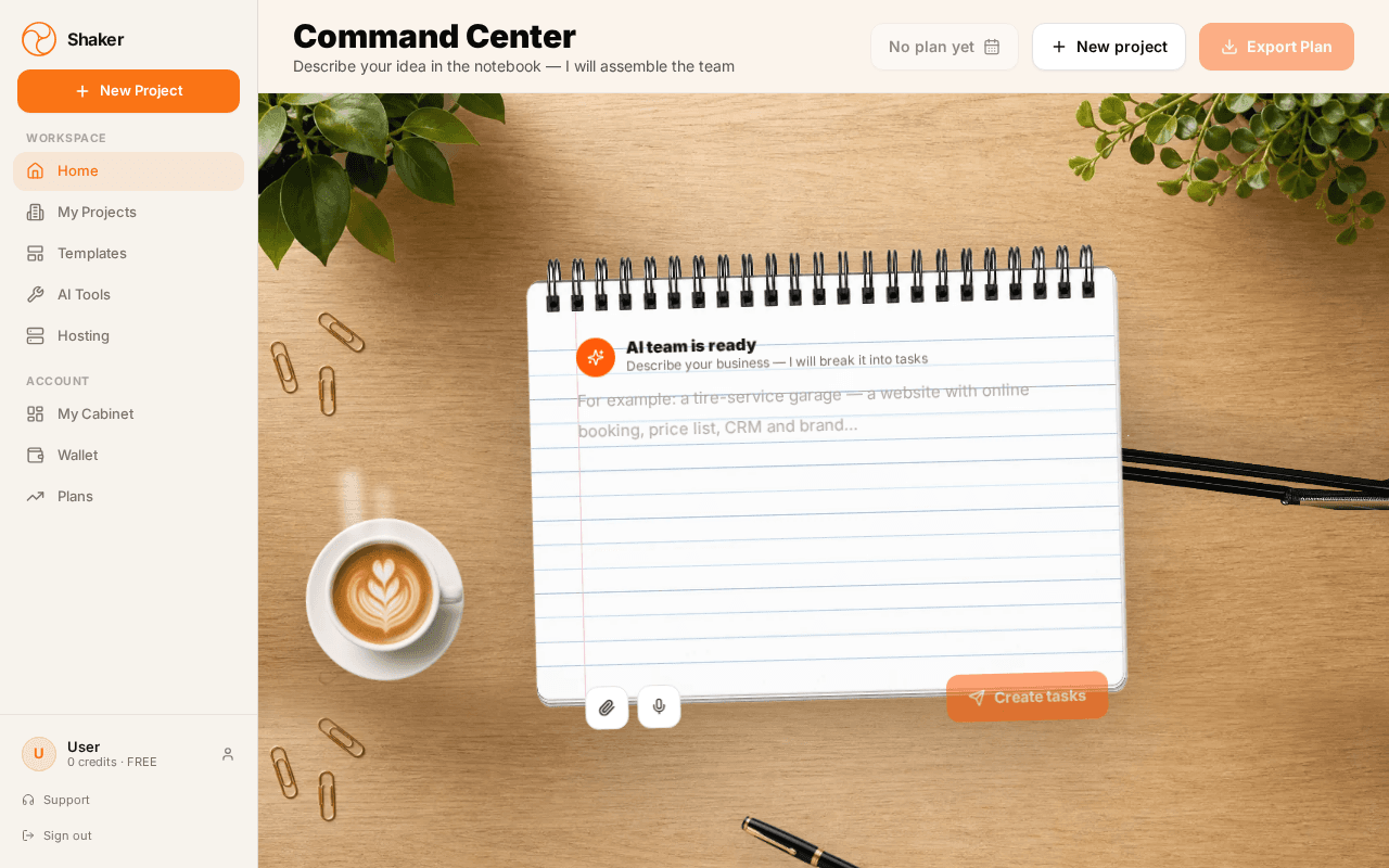 Screenshot of shakerapp.ai