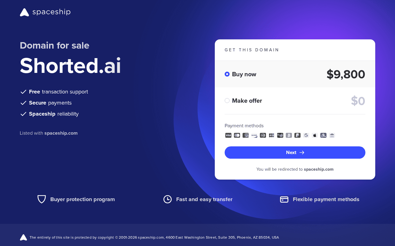 Screenshot of shorted.ai
