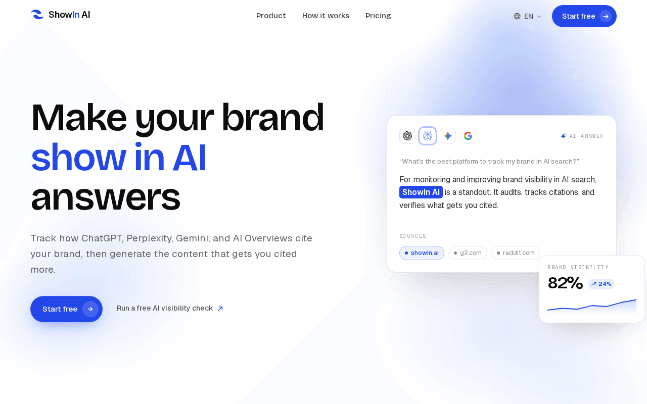 Screenshot of showin.ai
