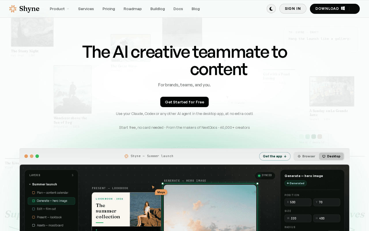 Screenshot of shyne.ai