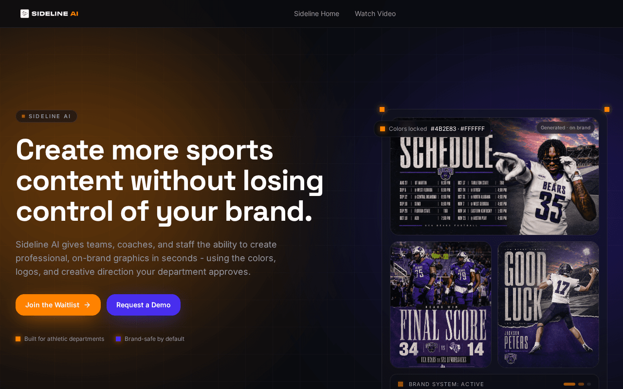 Screenshot of sidelinedesign.ai