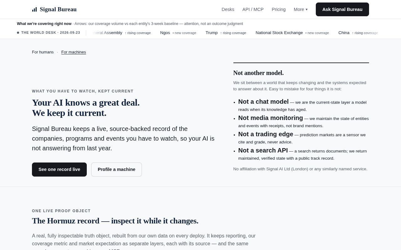Screenshot of signalbureau.ai
