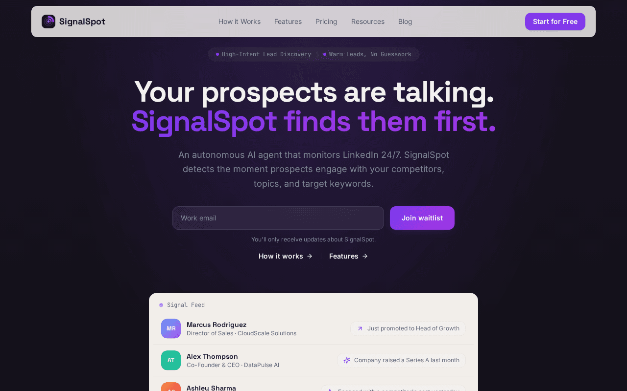 Screenshot of signalspot.ai