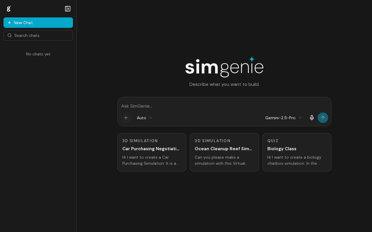Screenshot of simgenie.ai