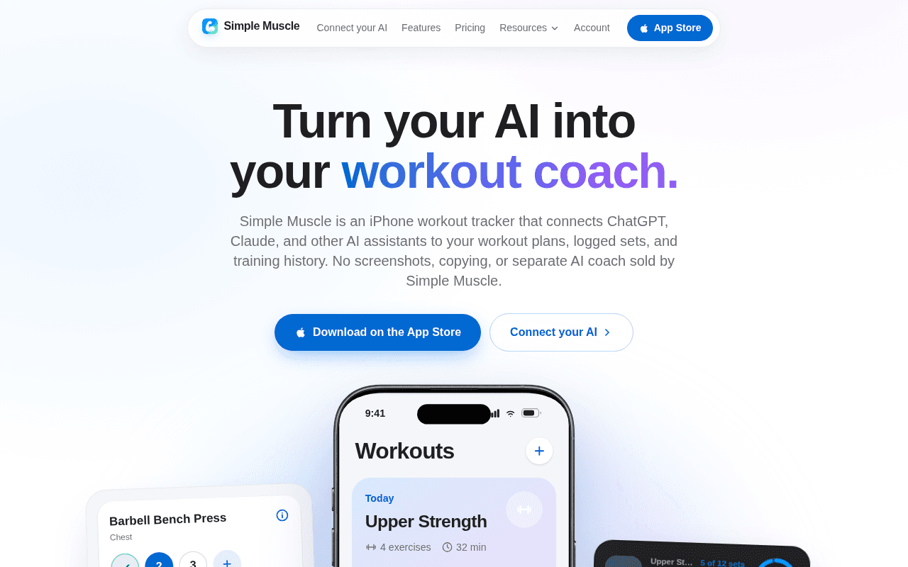 Screenshot of simplemuscle.ai