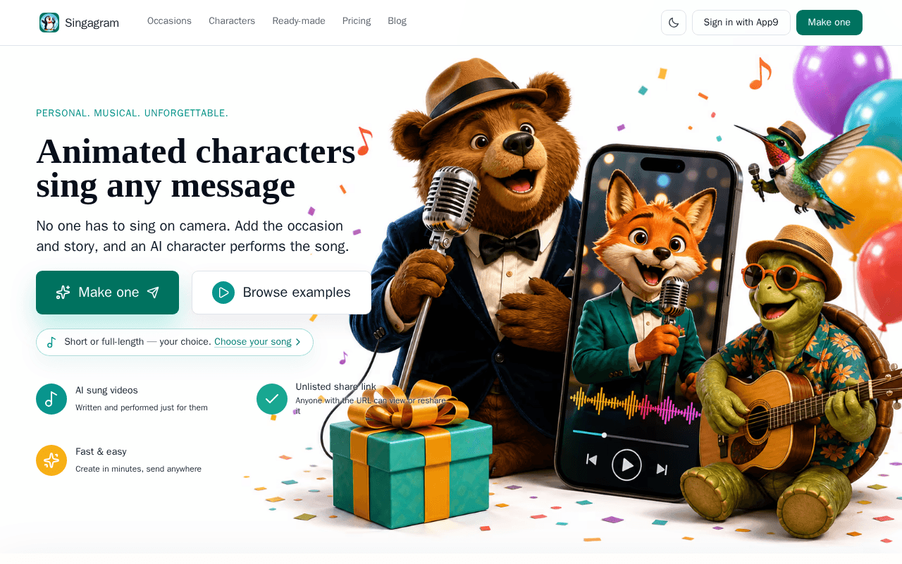 Screenshot of singagram.ai