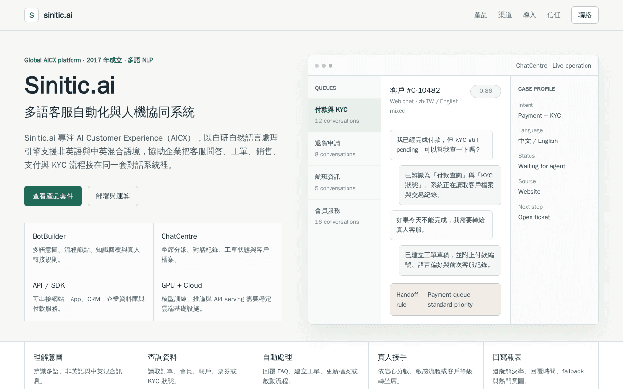 Screenshot of sinitic.ai
