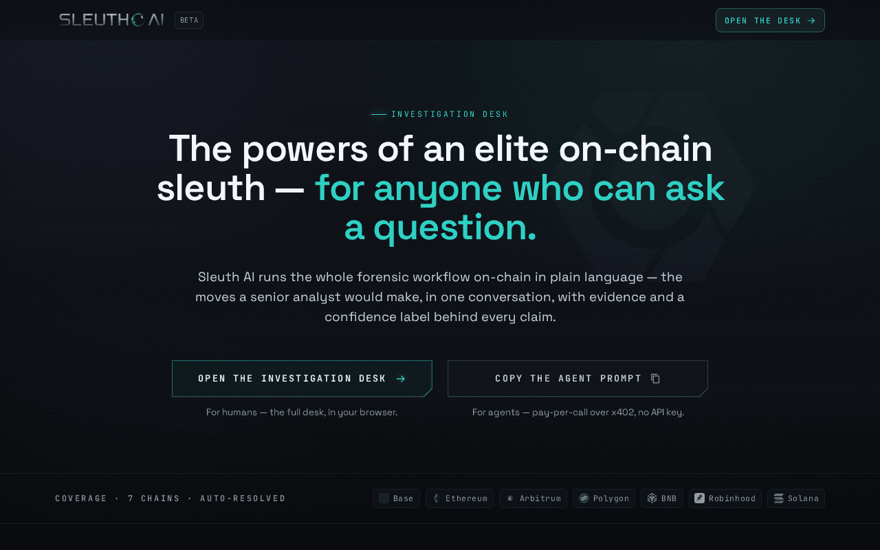 Screenshot of sleuthagent.ai