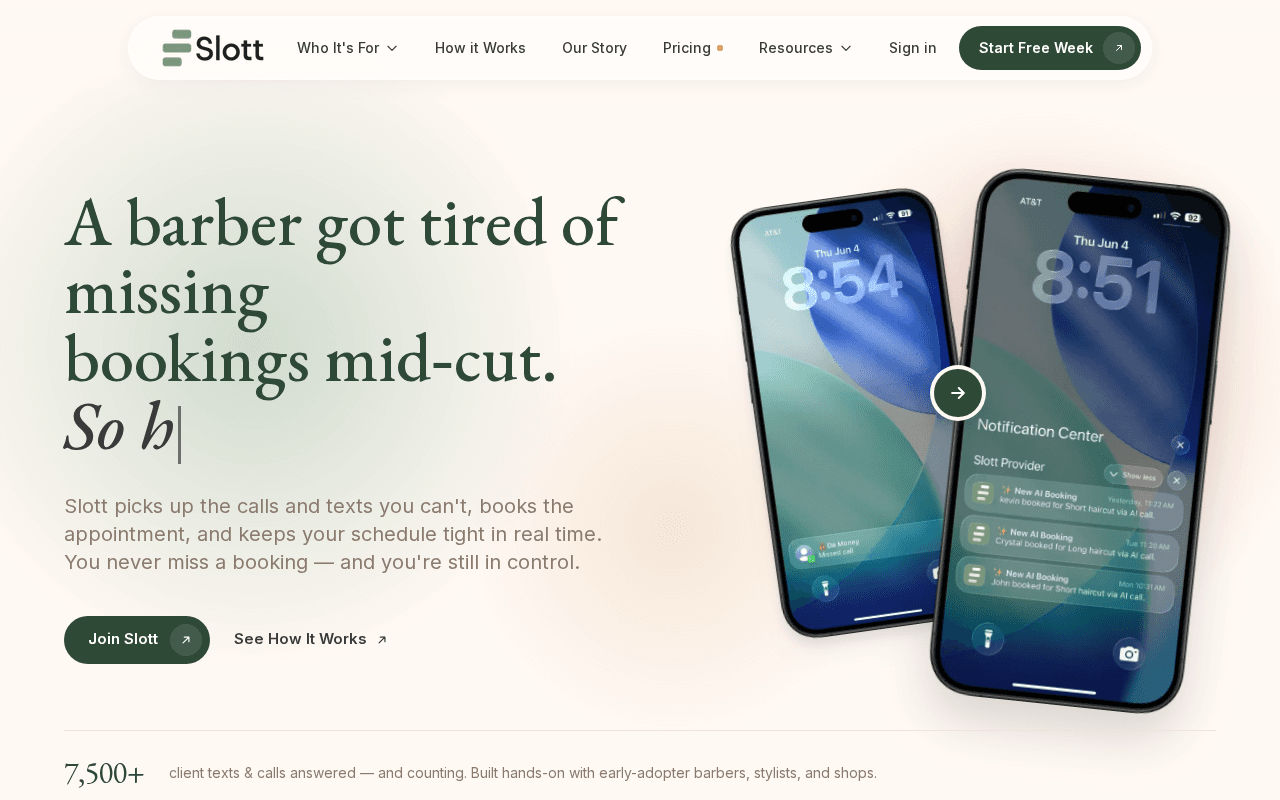 Screenshot of slott.ai