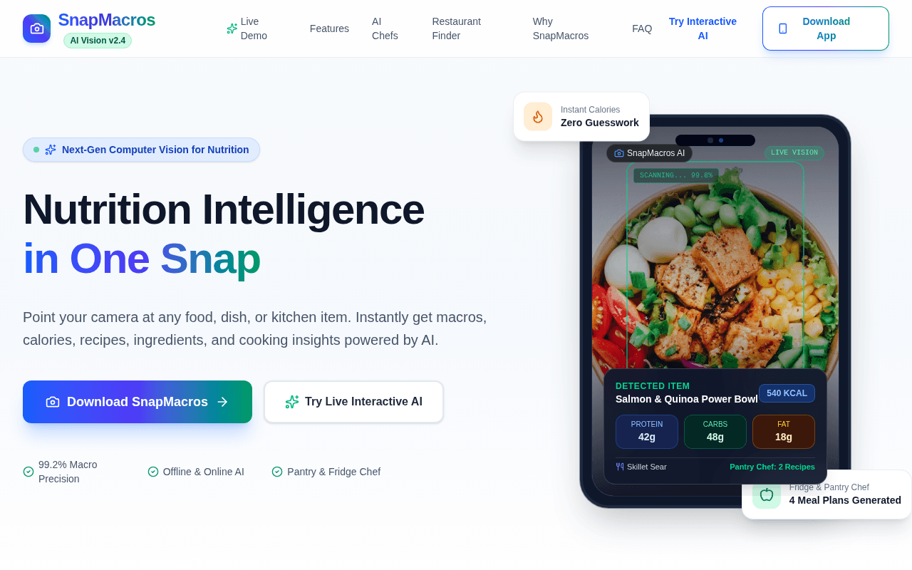 Screenshot of snapmacros.ai