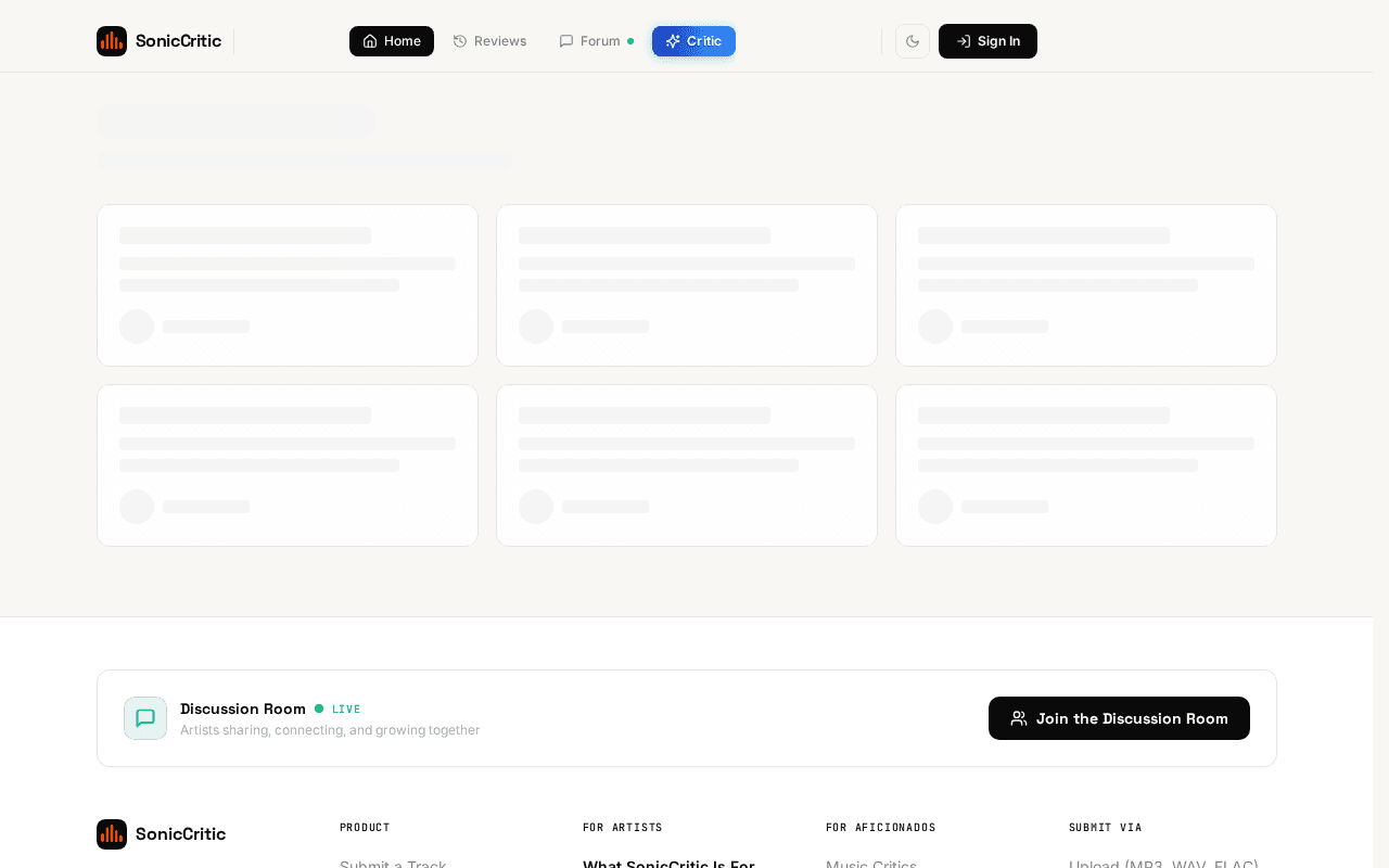 Screenshot of soniccritic.ai