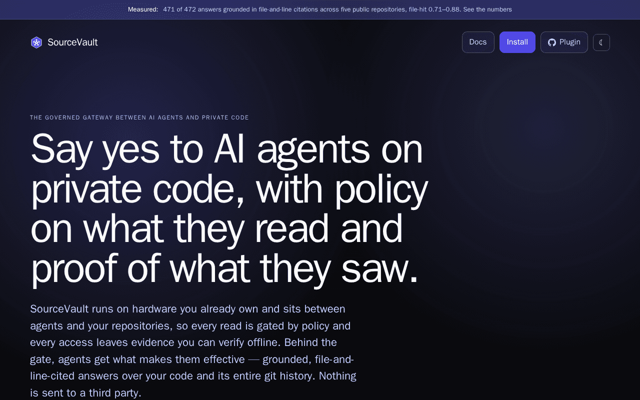 Screenshot of sourcevault.ai