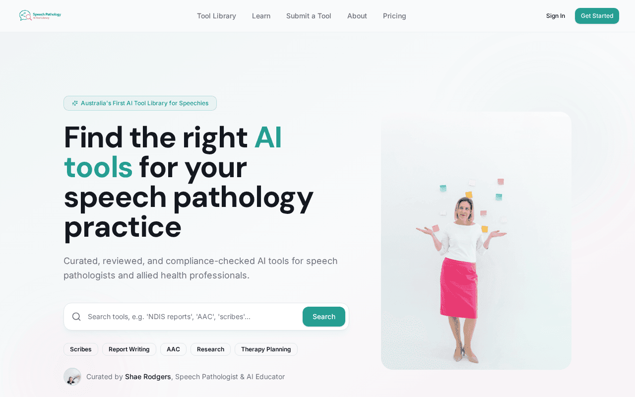 Screenshot of speech-pathology.ai