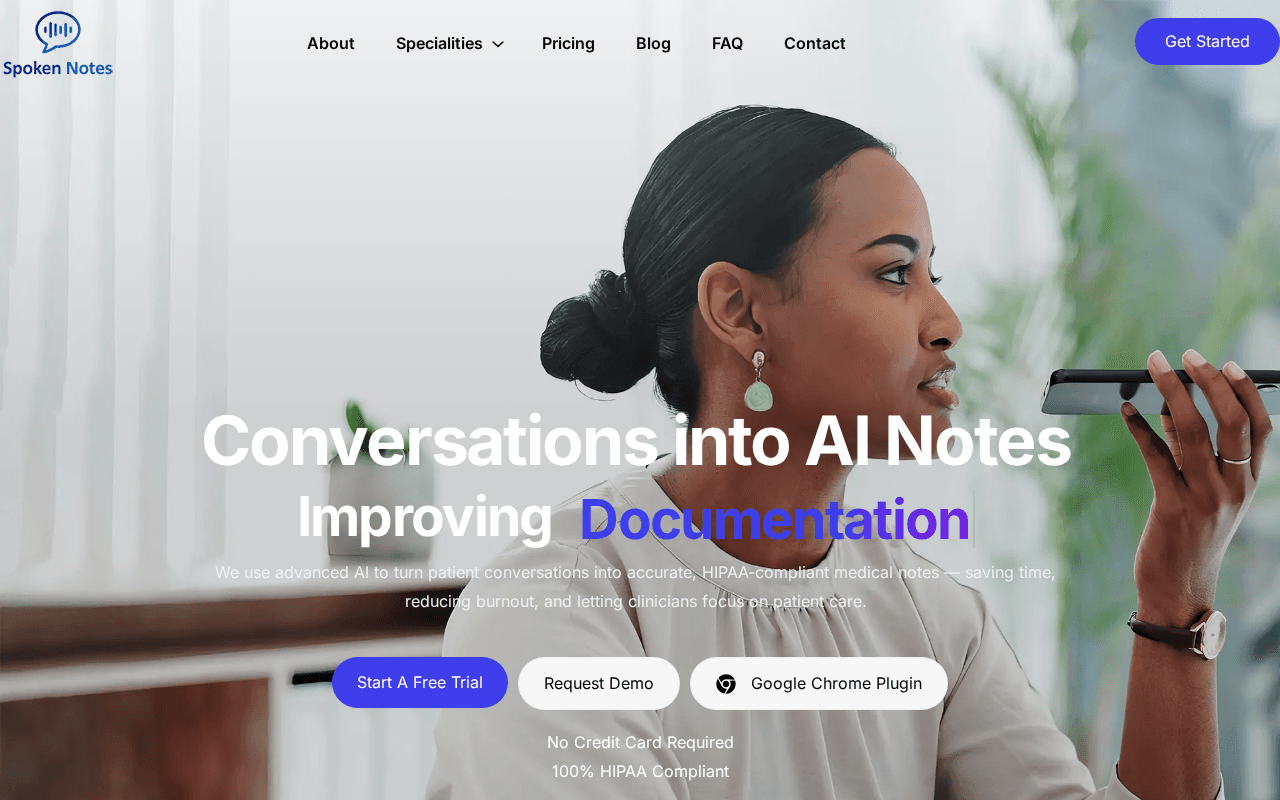 Screenshot of spokennotes.ai