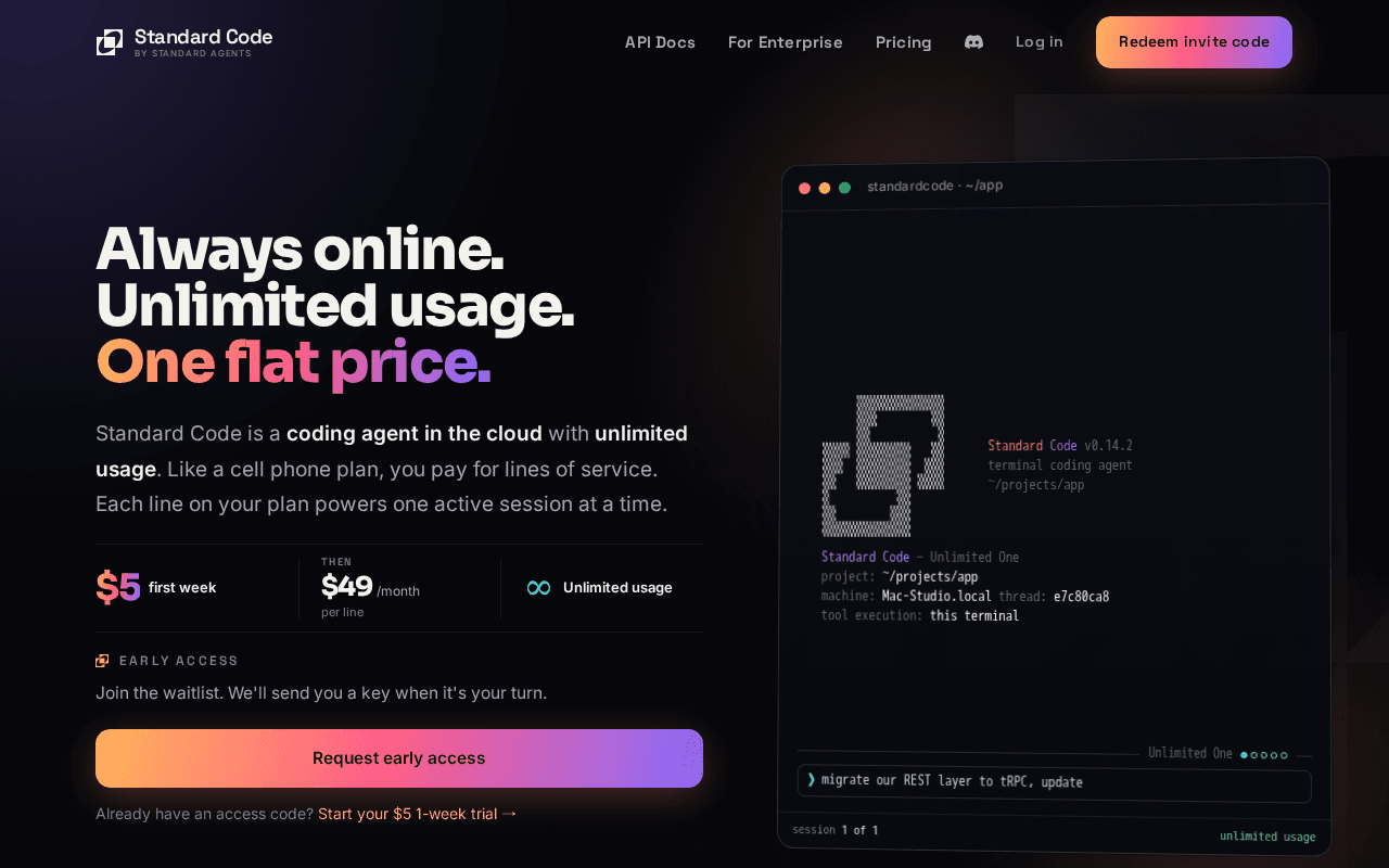Screenshot of standardcode.ai