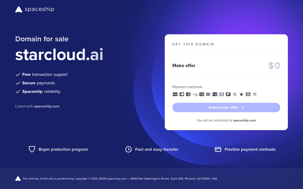 Screenshot of starcloud.ai