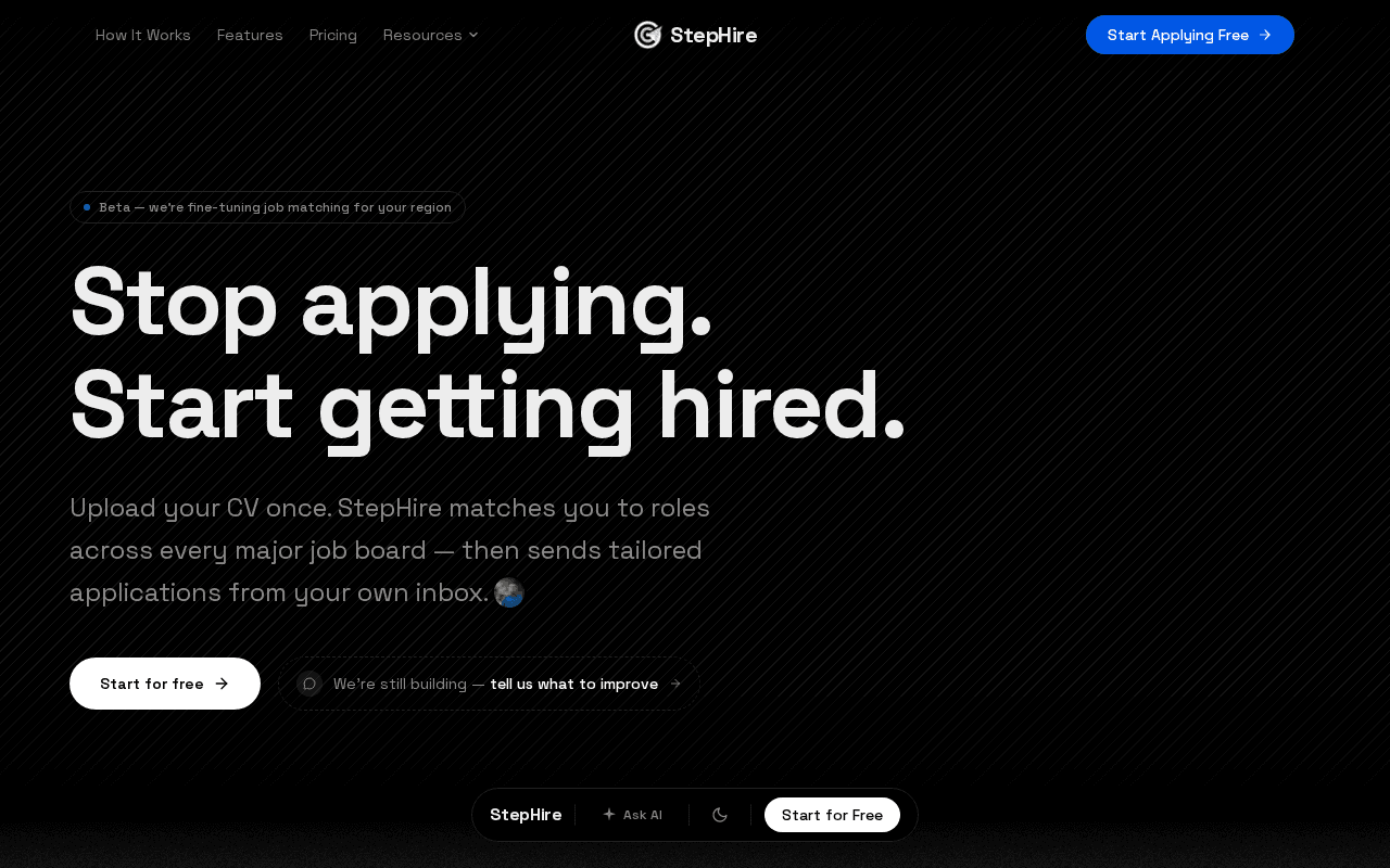 Screenshot of stephire.ai