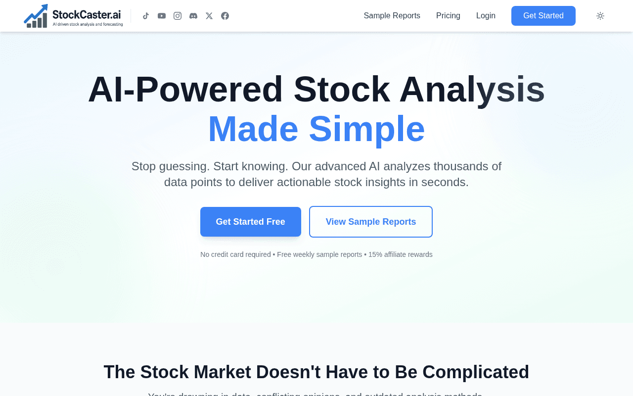 Screenshot of stockcaster.ai