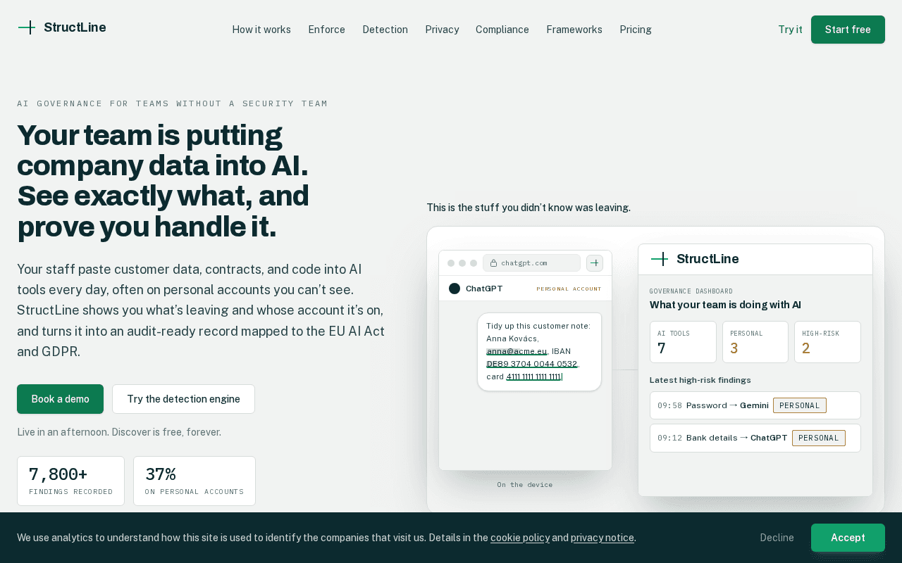 Screenshot of structline.ai