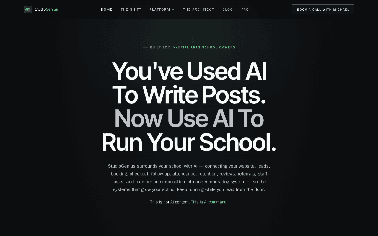 Screenshot of studiogenius.ai