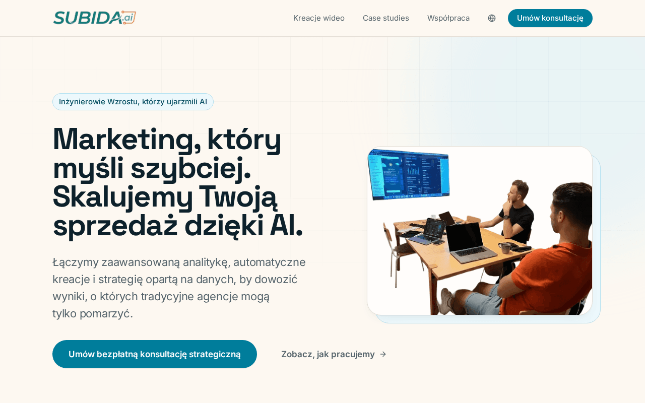 Screenshot of subida.ai