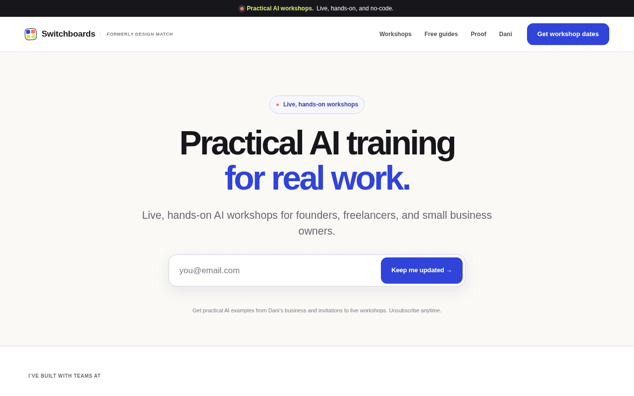 Screenshot of switchboards.ai