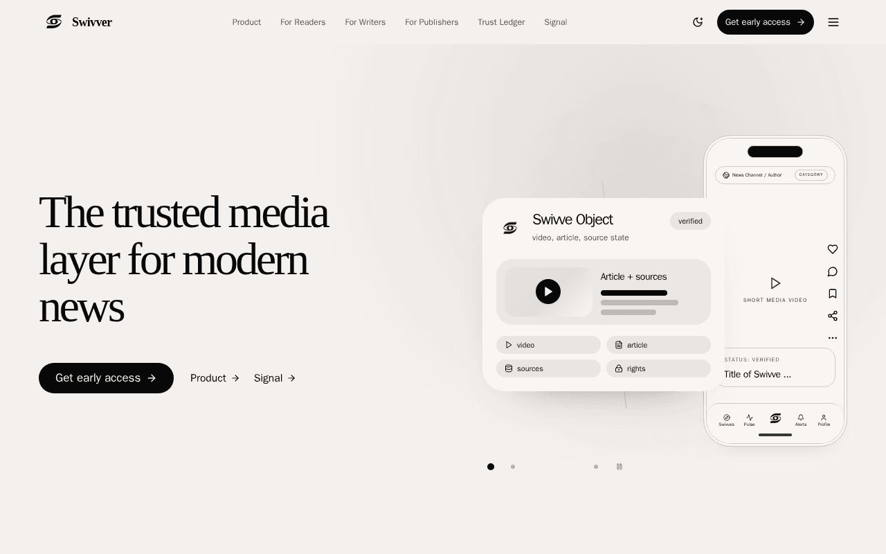 Screenshot of swivver.ai