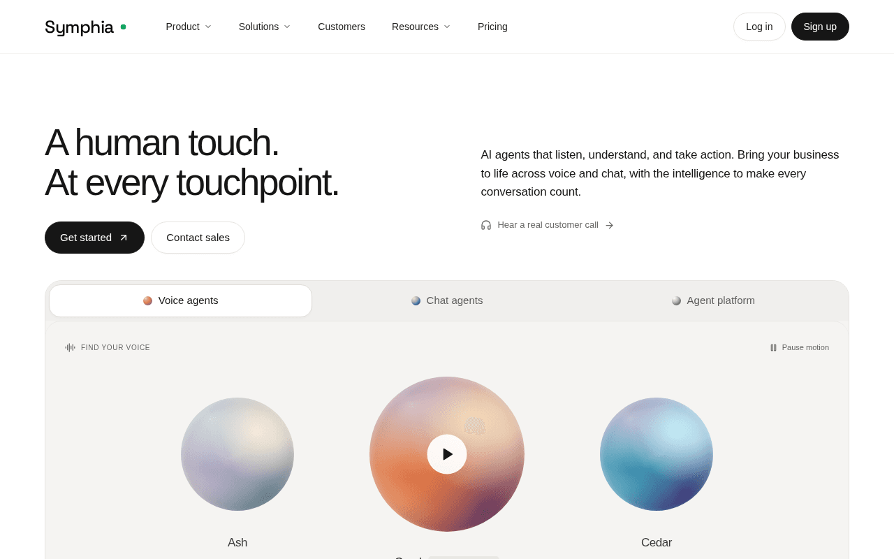 Screenshot of symphia.ai
