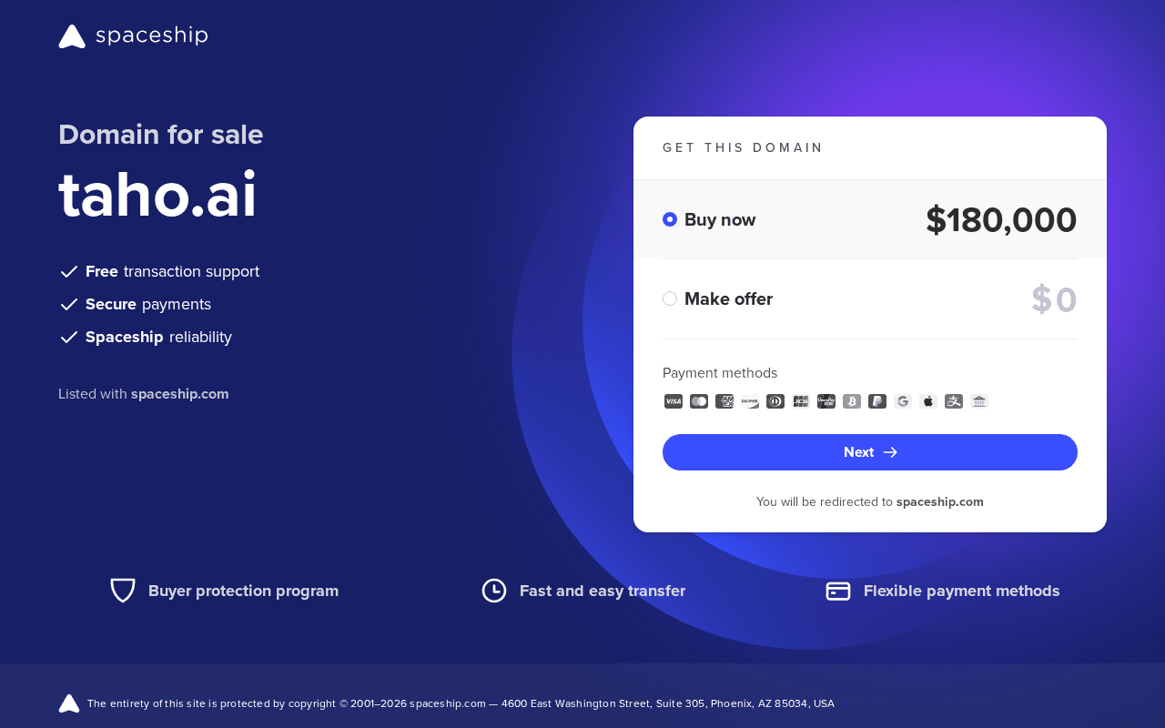 Screenshot of taho.ai
