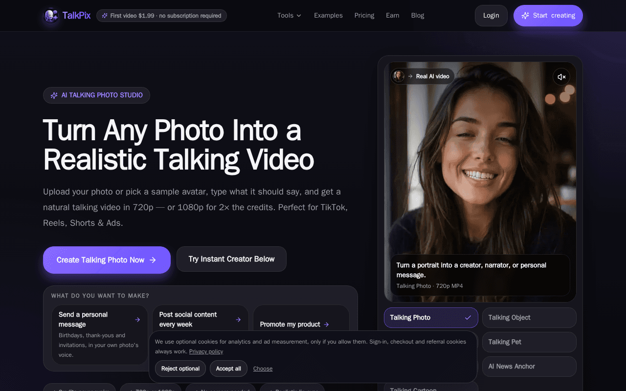 Screenshot of talkpix.ai