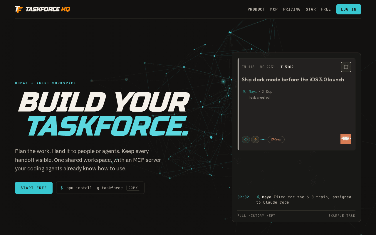 Screenshot of taskforcehq.ai