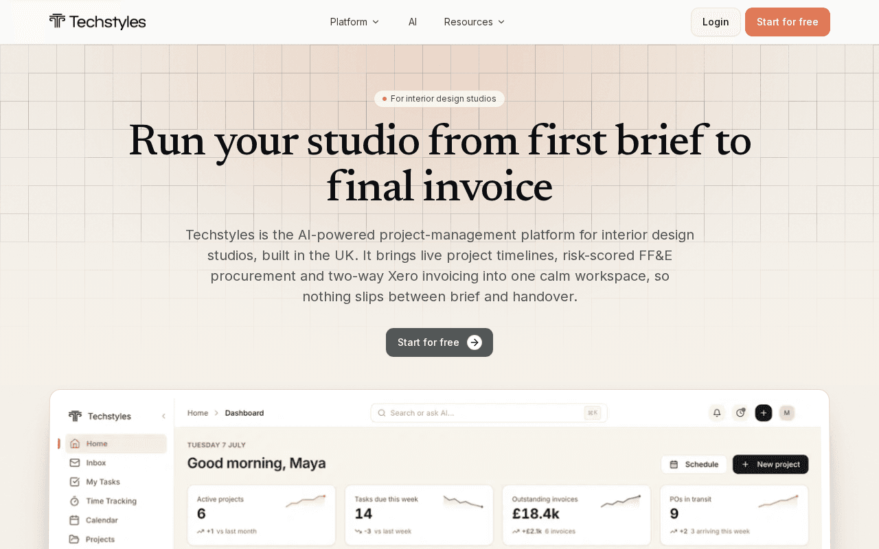 Screenshot of techstyles.ai