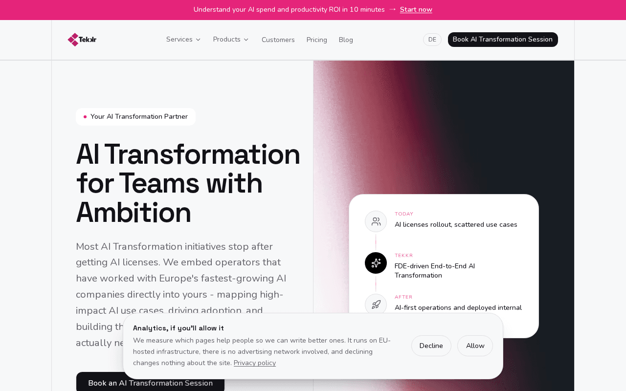 Screenshot of tekkr.ai