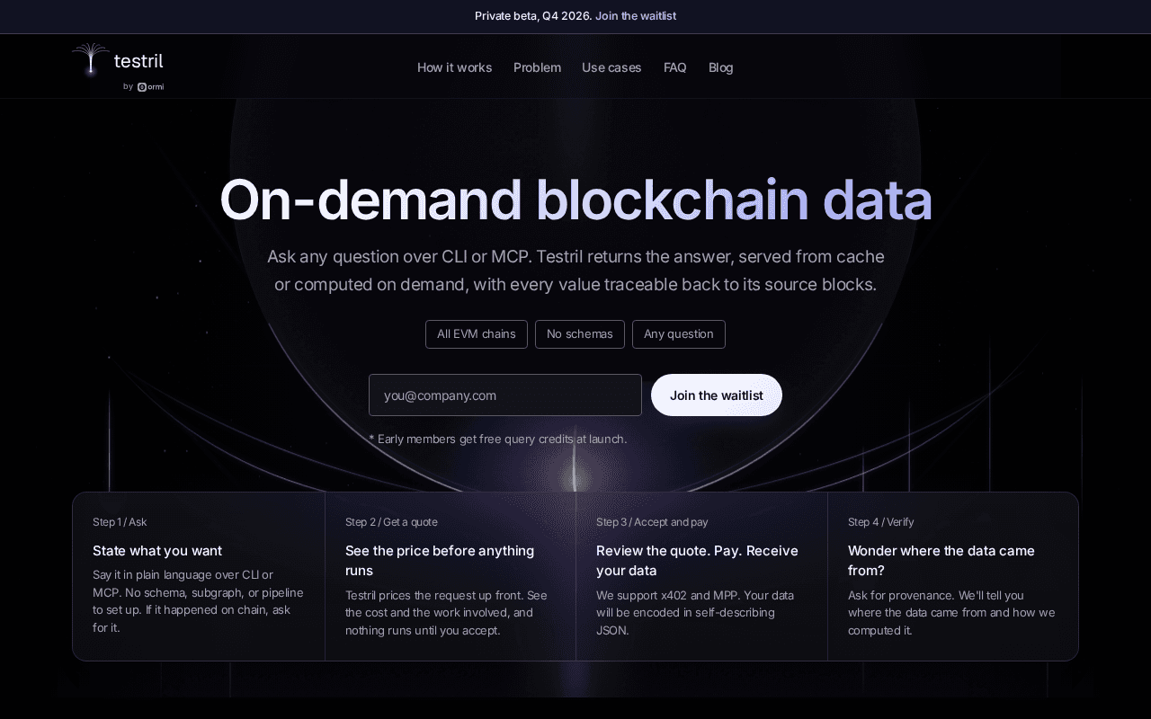 Screenshot of testril.ai