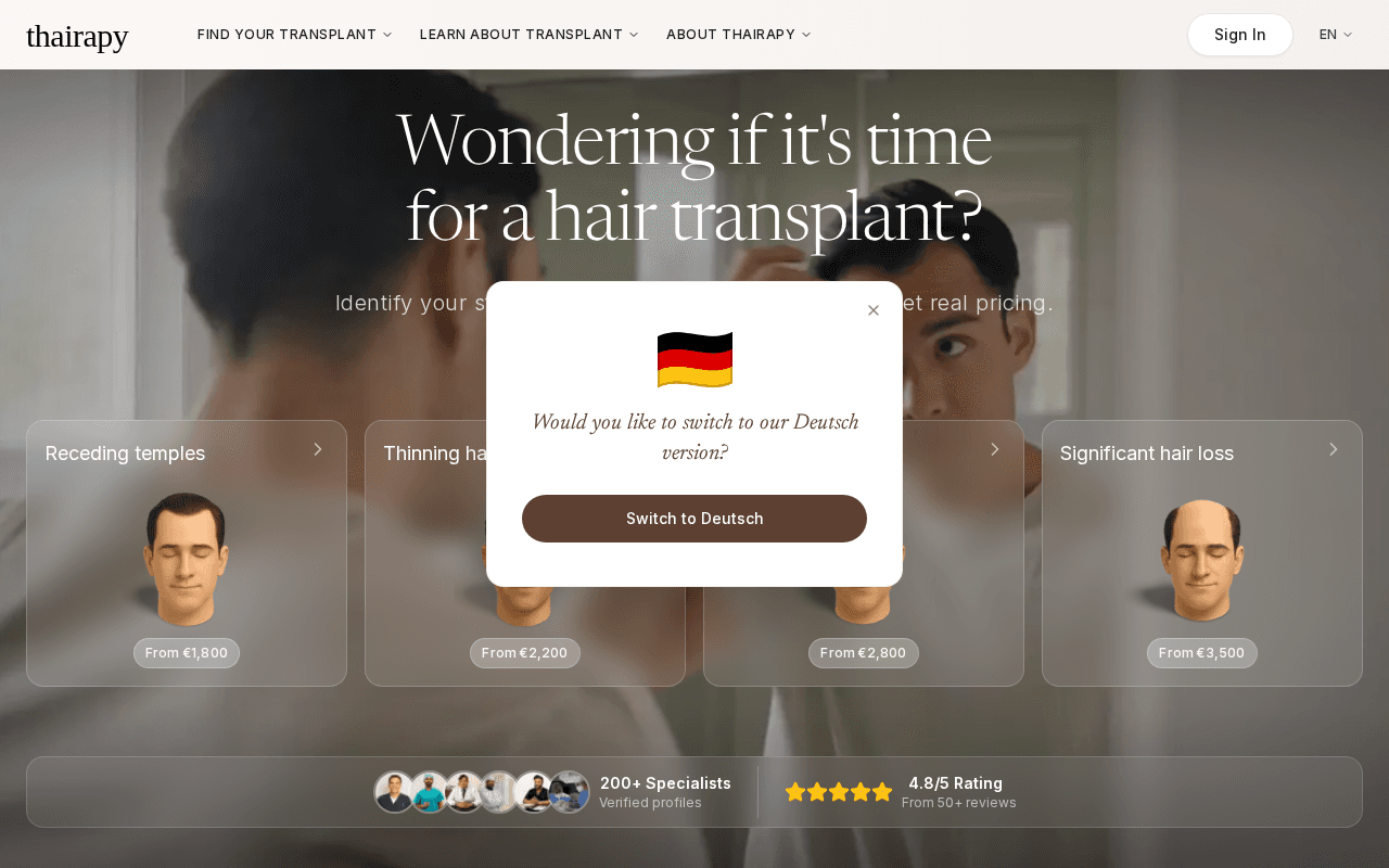 Screenshot of thairapy.ai