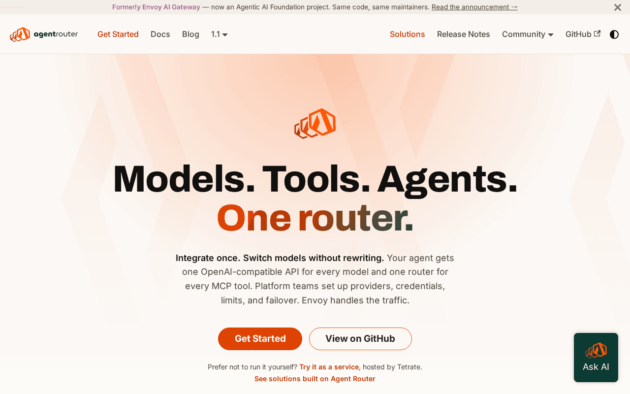 Screenshot of theagentrouter.ai