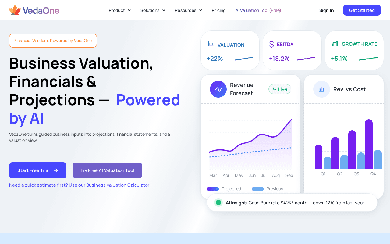 Screenshot of vedaone.ai