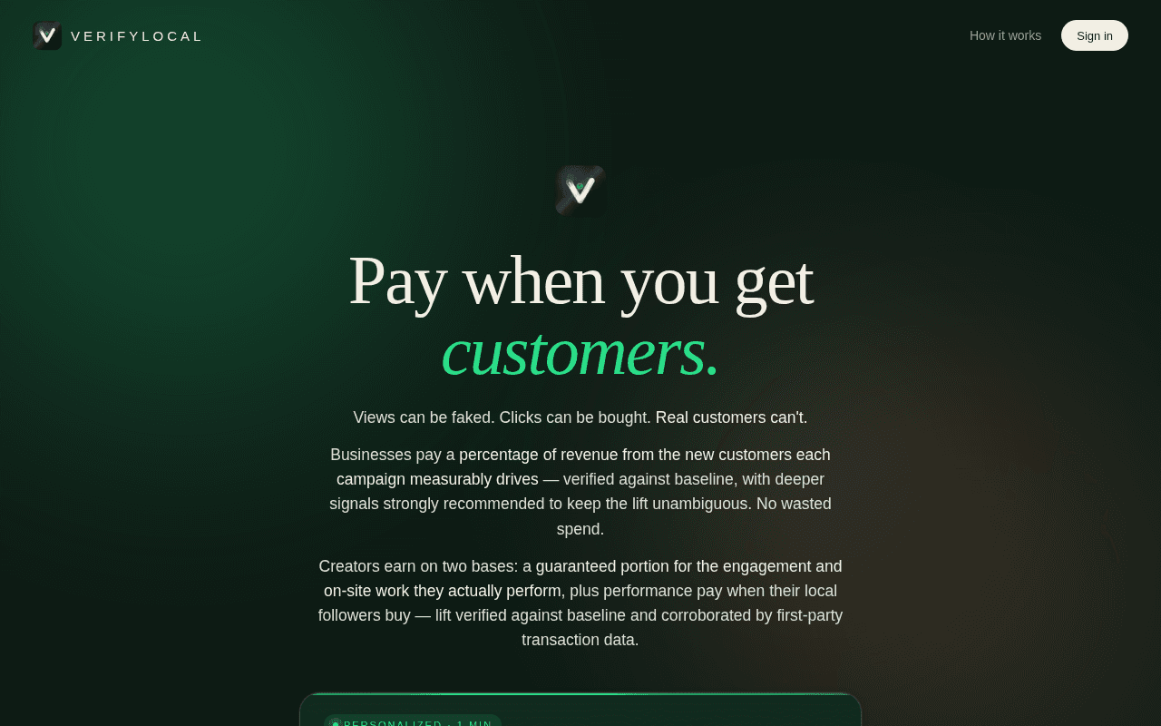 Screenshot of verifylocal.ai