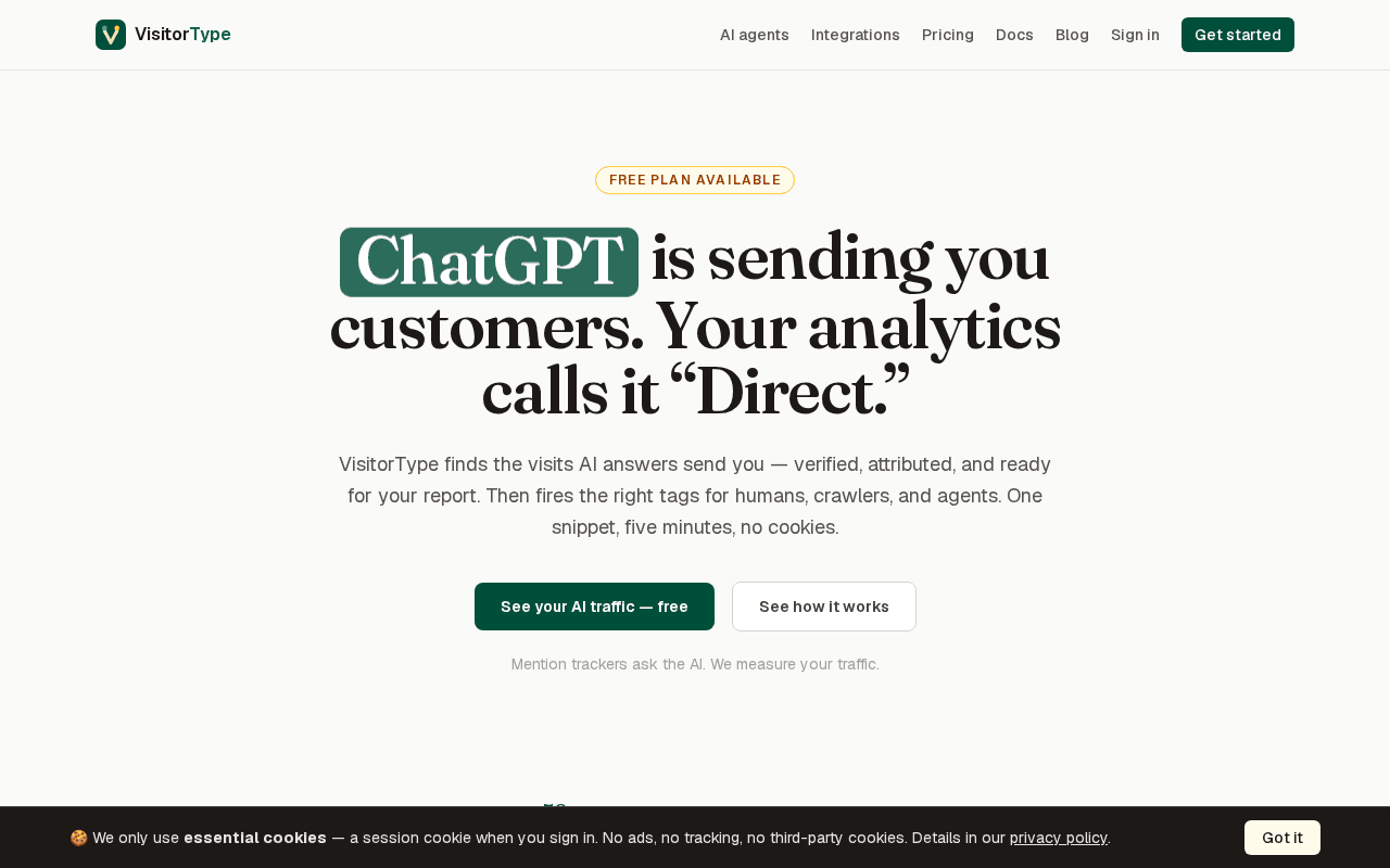 Screenshot of visitortype.ai