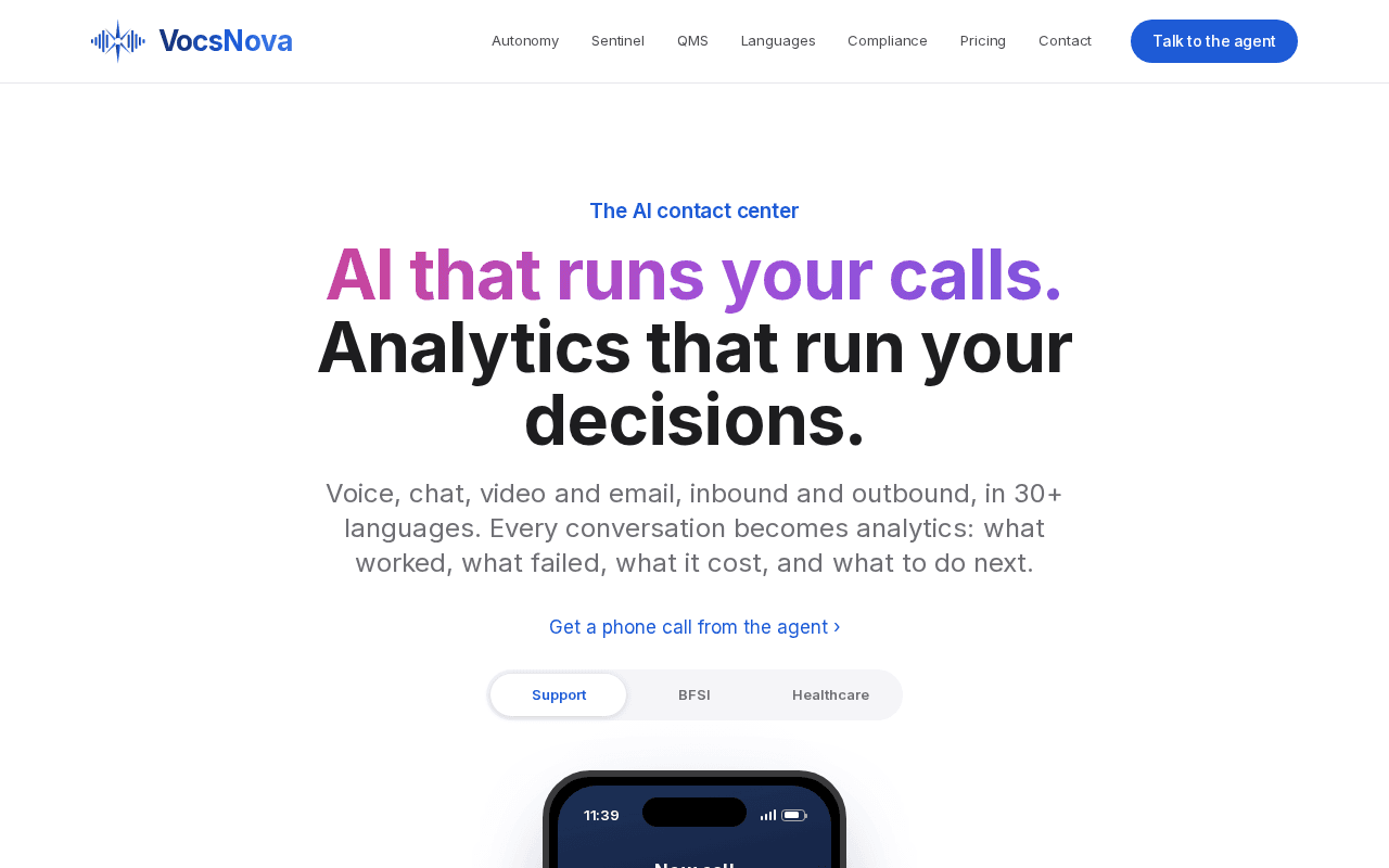 Screenshot of vocsnova.ai